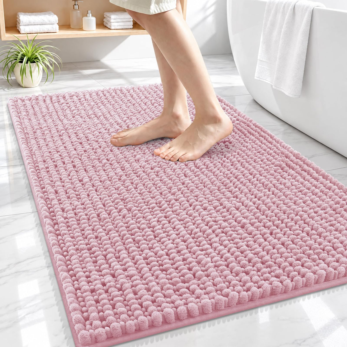 Smiry Thick Bathroom Rugs 30x20, Extra Soft Absorbent Chenille Bath Mat