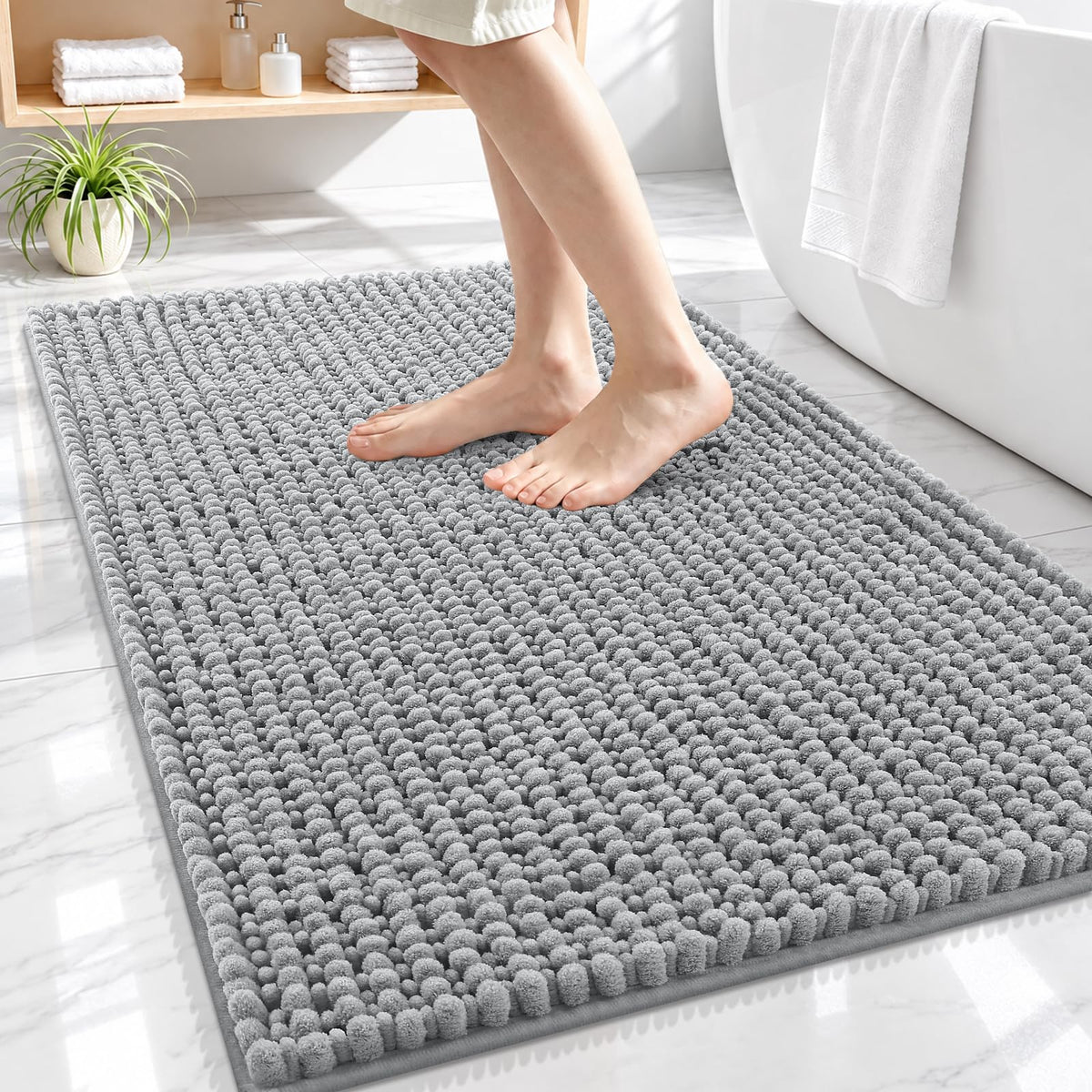 Smiry Thick Bathroom Rugs 30x20, Extra Soft Absorbent Chenille Bath Mat