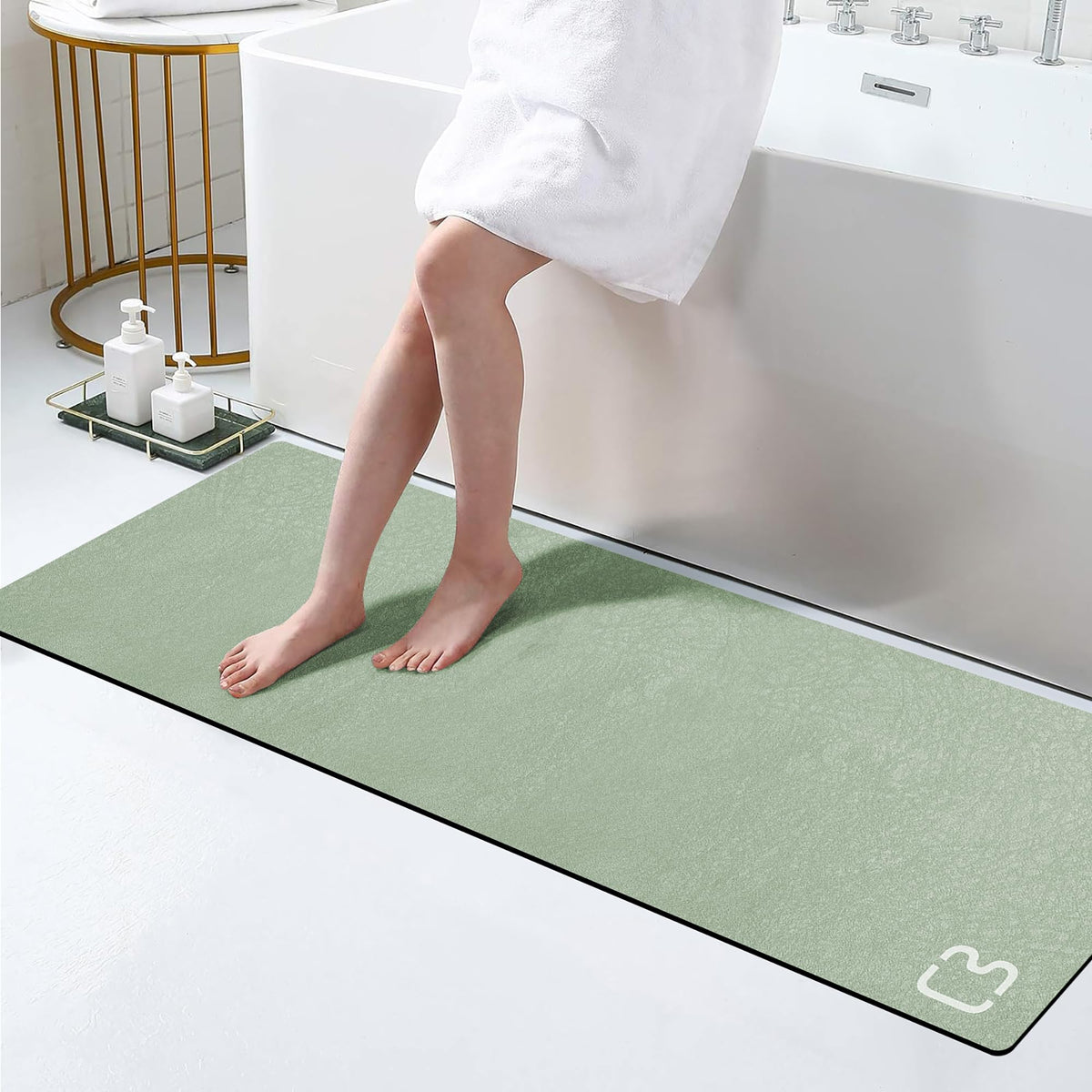 Dark Grey Long Bathroom Rugs Large Stone Bath Mats for Bathroom,15.7"x47.2"