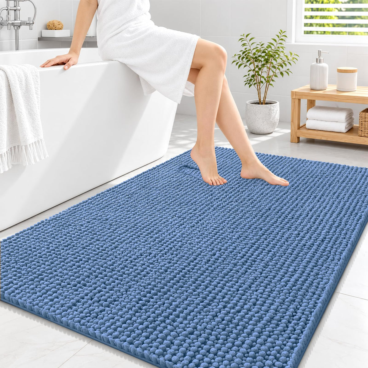 Smiry Thick Bathroom Rugs 30x20, Extra Soft Absorbent Chenille Bath Mat