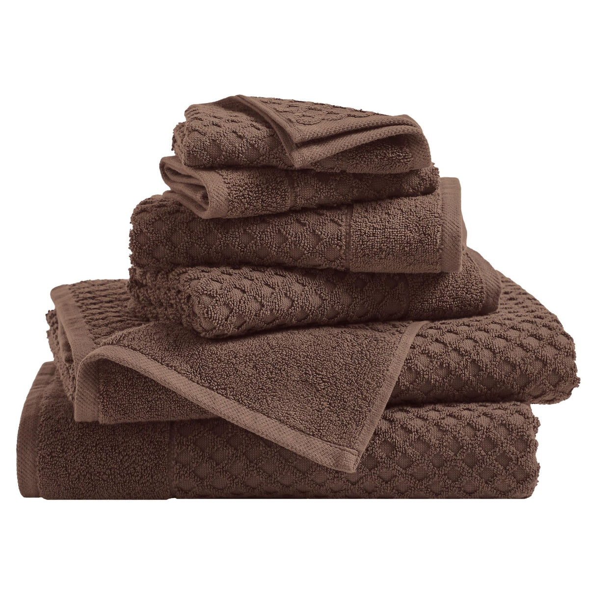 Great Bay Home Bath Towels - 100% Cotton 6 Piece Towel Set - Diamond Waffle Weave - Absorbent, Durable, Quick-Dry Towels for Bathroom (Marigold)