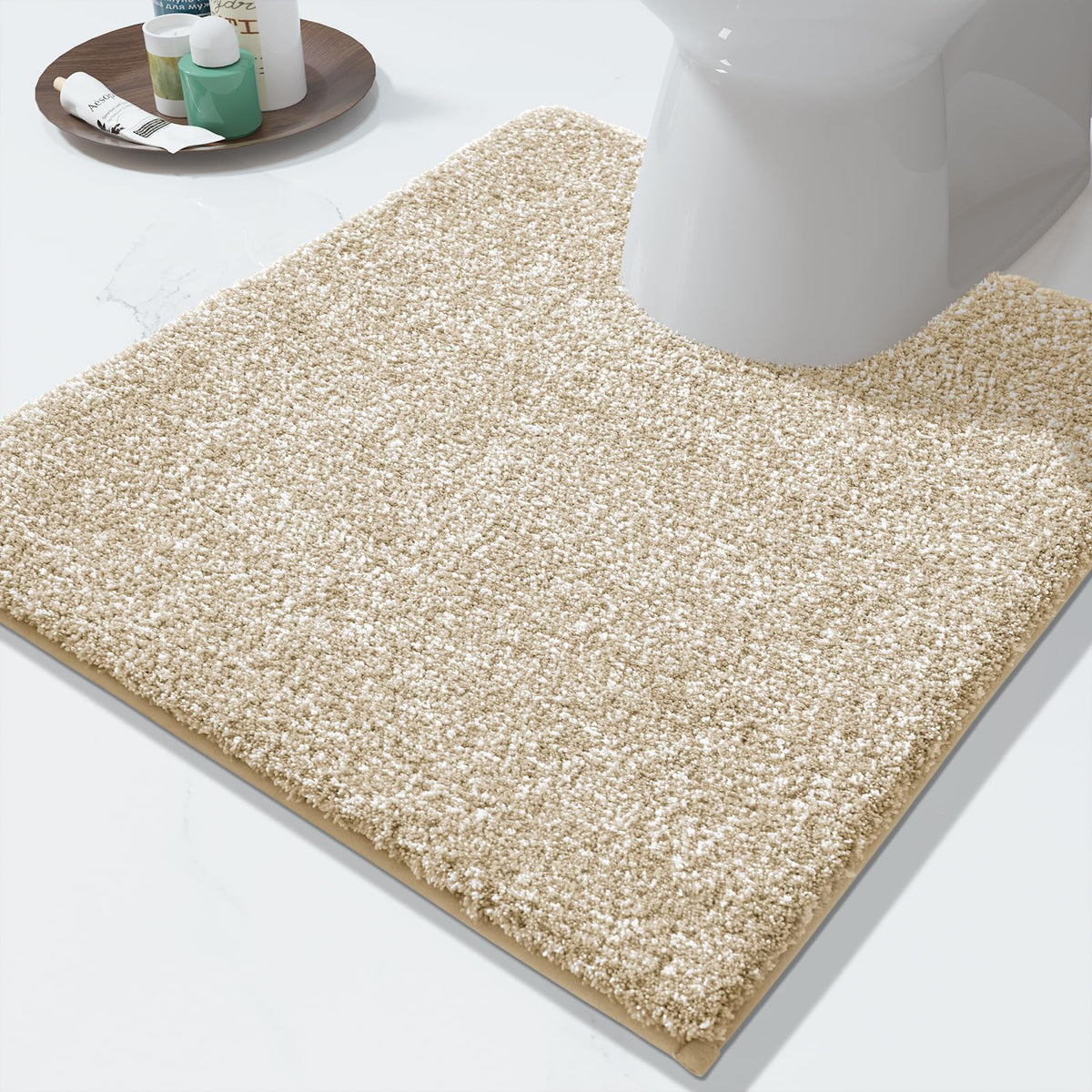 Yimobra Non Slip Machine Washable Bathroom Rug 32x20 Light Blue and White