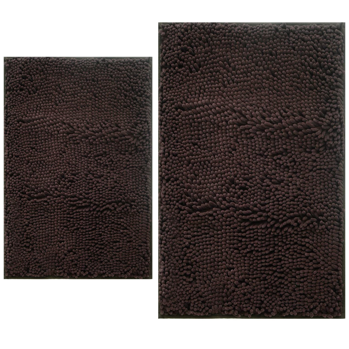 BOANKODU Bathroom Rugs Sets 2 Piece, Extra Soft Chenille Bath Mat Absorbent Bathroom Rug, Bathroom Mat with PVC Non-Slip Bottom, Machine Washable Bath Rugs (32x20 Inch + 24x16 Inch, Light Grey)