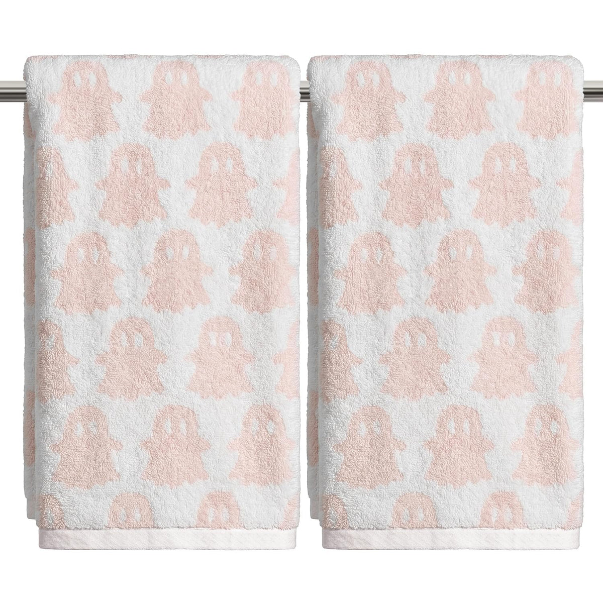 Artoid Mode 2 Pcs Pink Ghost Halloween Hand Towels for Bathroom