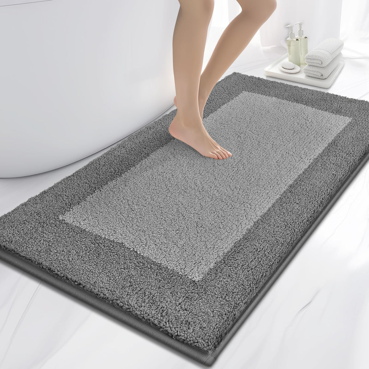 anllugs Bathroom Rugs, 20" x 30" Soft Bath Rugs, Olive Green & Green