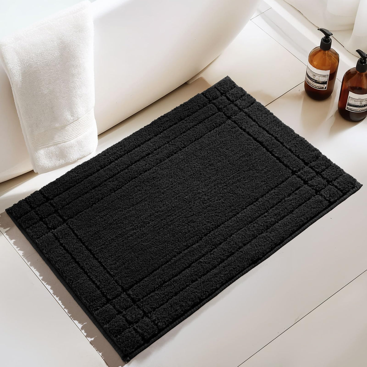 Gray Bathroom Rugs, Non-Slip Washable Bath Mat for Bathroom