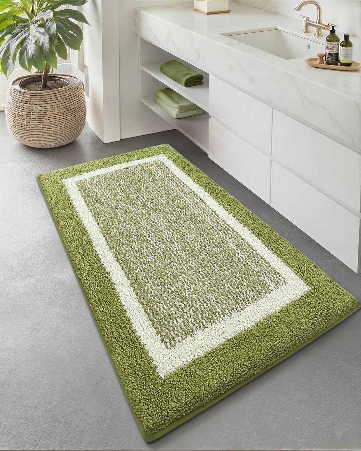 Color&Geometry 16"x24" Small Bath Mats for Bathroom Simple and Stylish,Gray