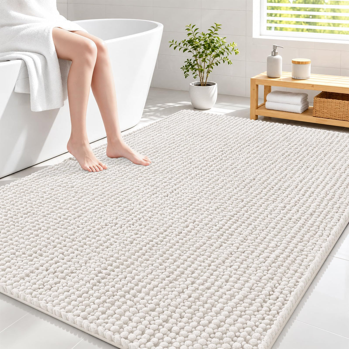 Smiry Thick Bathroom Rugs 30x20, Extra Soft Absorbent Chenille Bath Mat