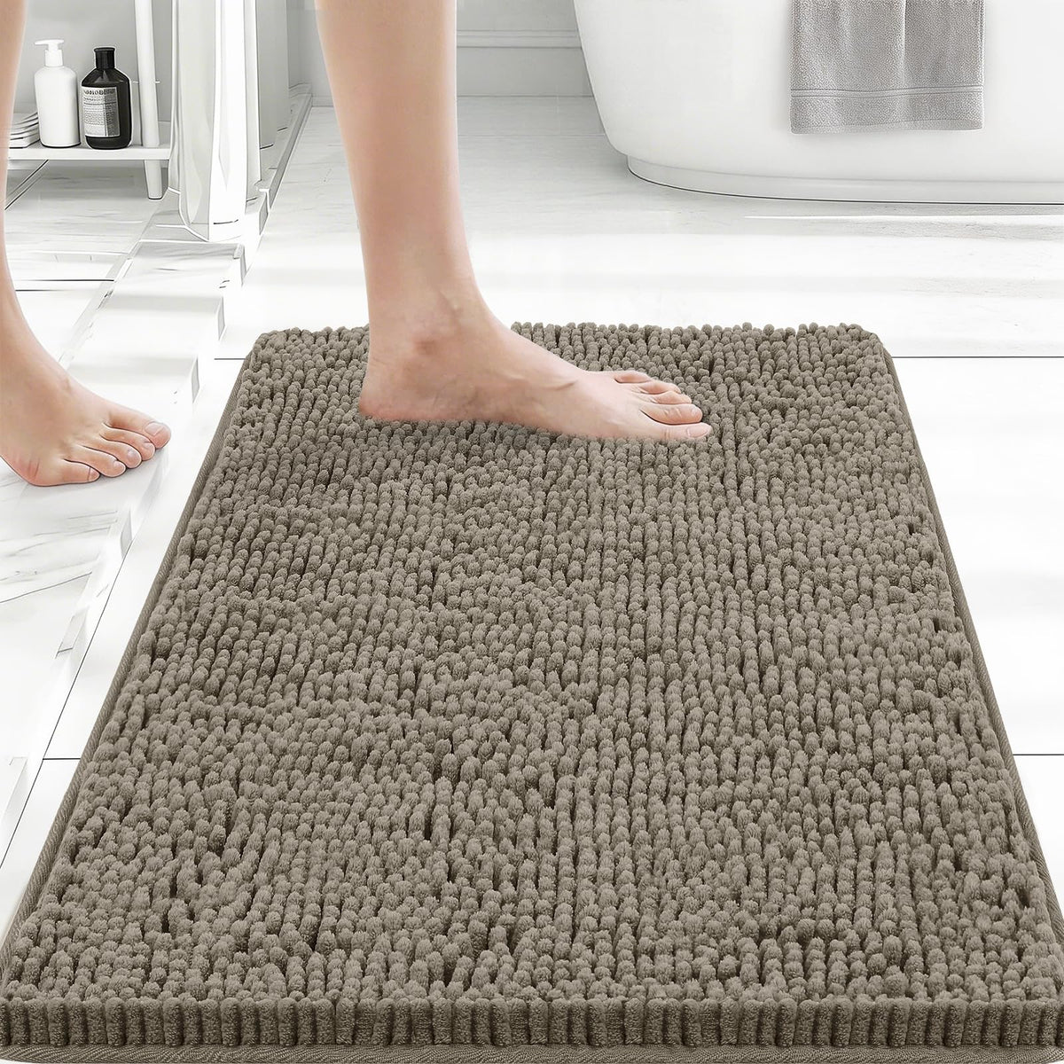 Bcoimo Small Bath Rug Mat,24x17 Extra Soft Chenille Lavender Bathroom Mats