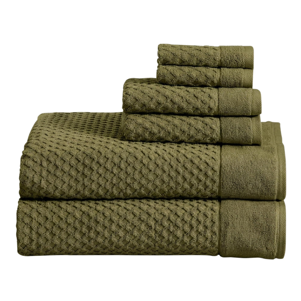 Great Bay Home Bath Towels - 100% Cotton 6 Piece Towel Set - Diamond Waffle Weave - Absorbent, Durable, Quick-Dry Towels for Bathroom (Marigold)