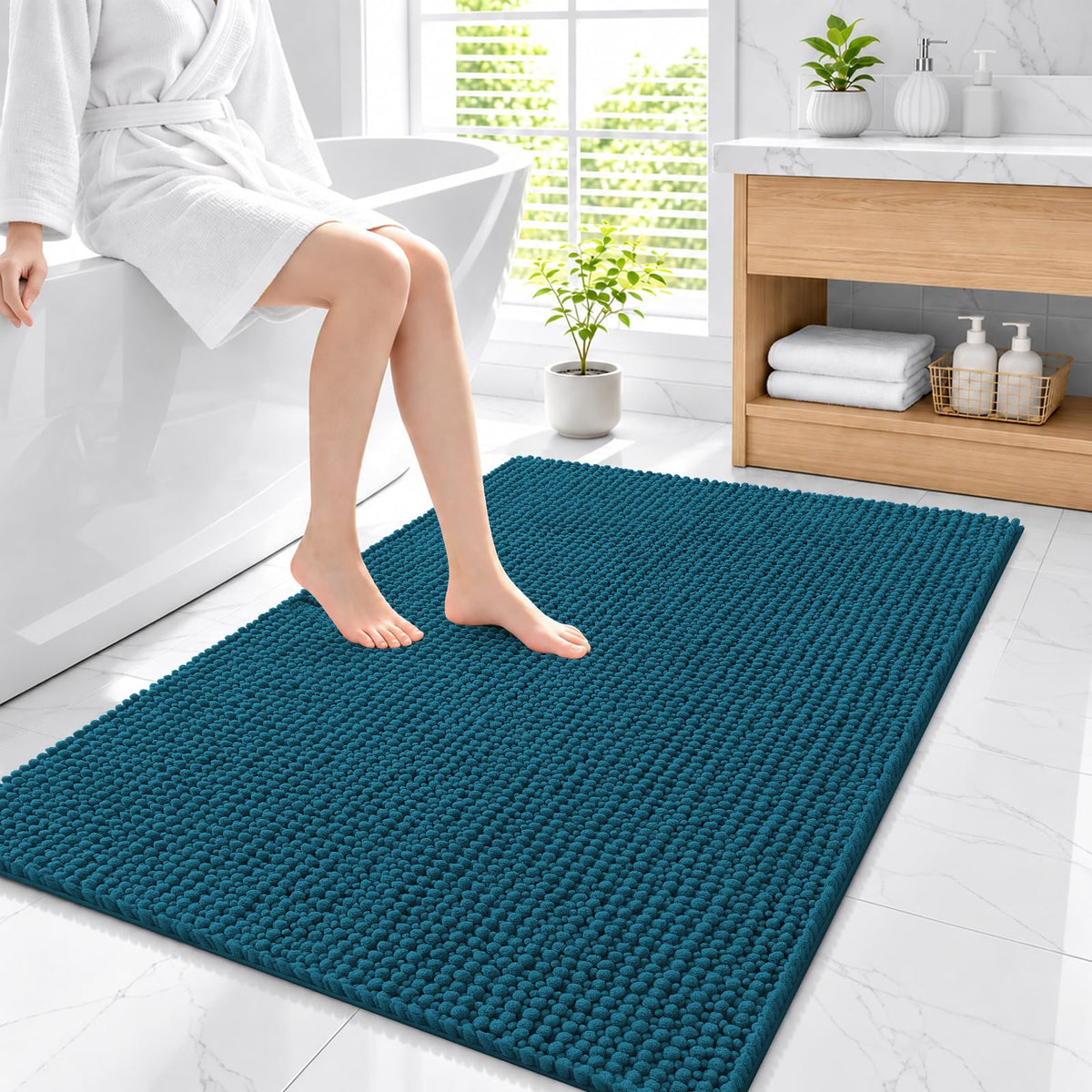 Smiry Thick Bathroom Rugs 30x20, Extra Soft Absorbent Chenille Bath Mat