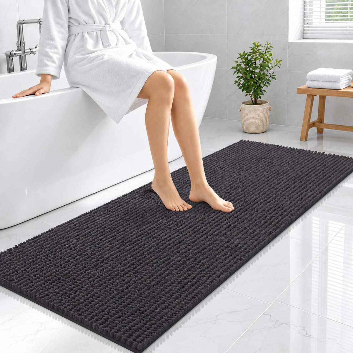 Smiry Thick Bathroom Rugs 30x20, Extra Soft Absorbent Chenille Bath Mat