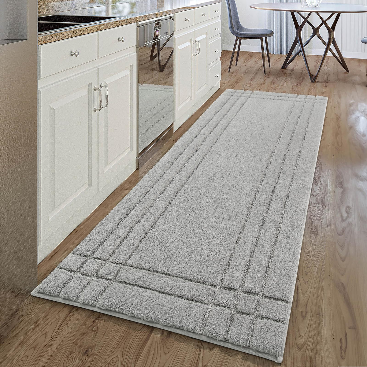 Gray Bathroom Rugs, Non-Slip Washable Bath Mat for Bathroom