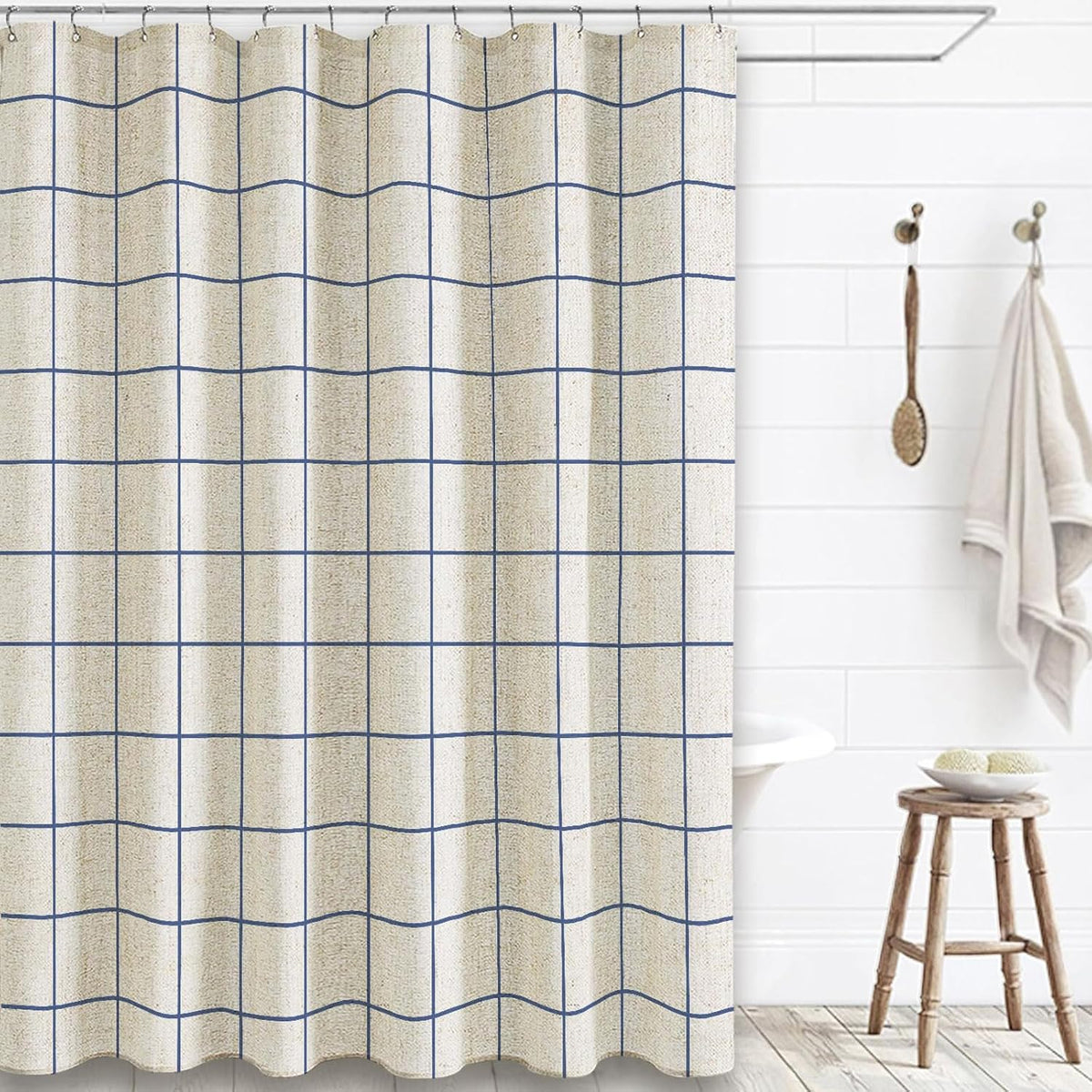 WOUVMA Brown Striped Shower Curtain Neutral