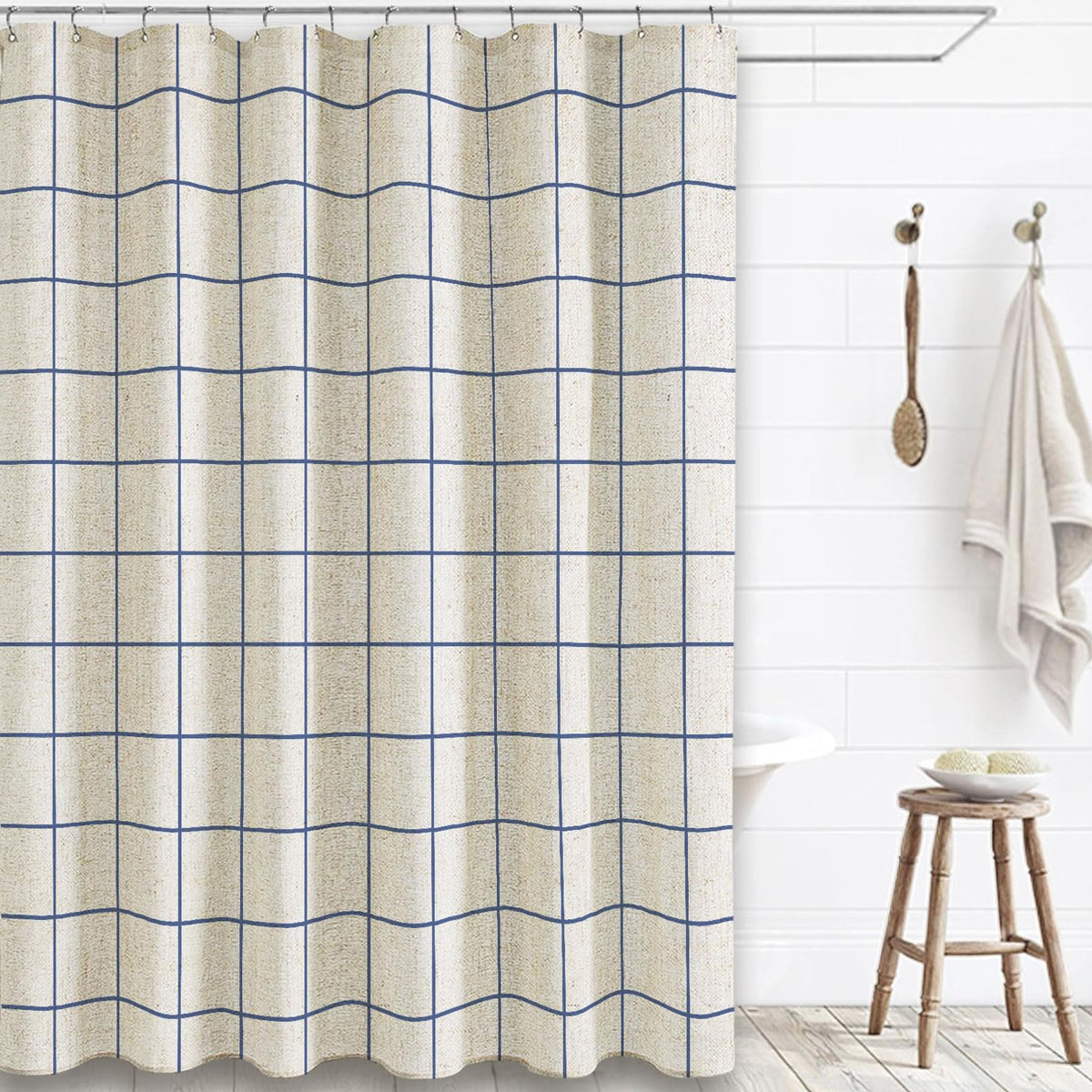 WOUVMA Brown Striped Shower Curtain Neutral