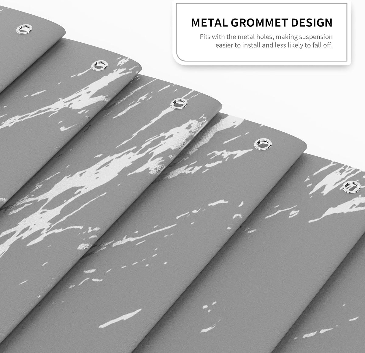 Premium Gray Marble Shower Curtain - Realistic Vein Design, Water-Resistant Fabric (72x72 Inches), Stable Drape, Easy-Clean, Stylish Nordic/Ins Bathroom Decor