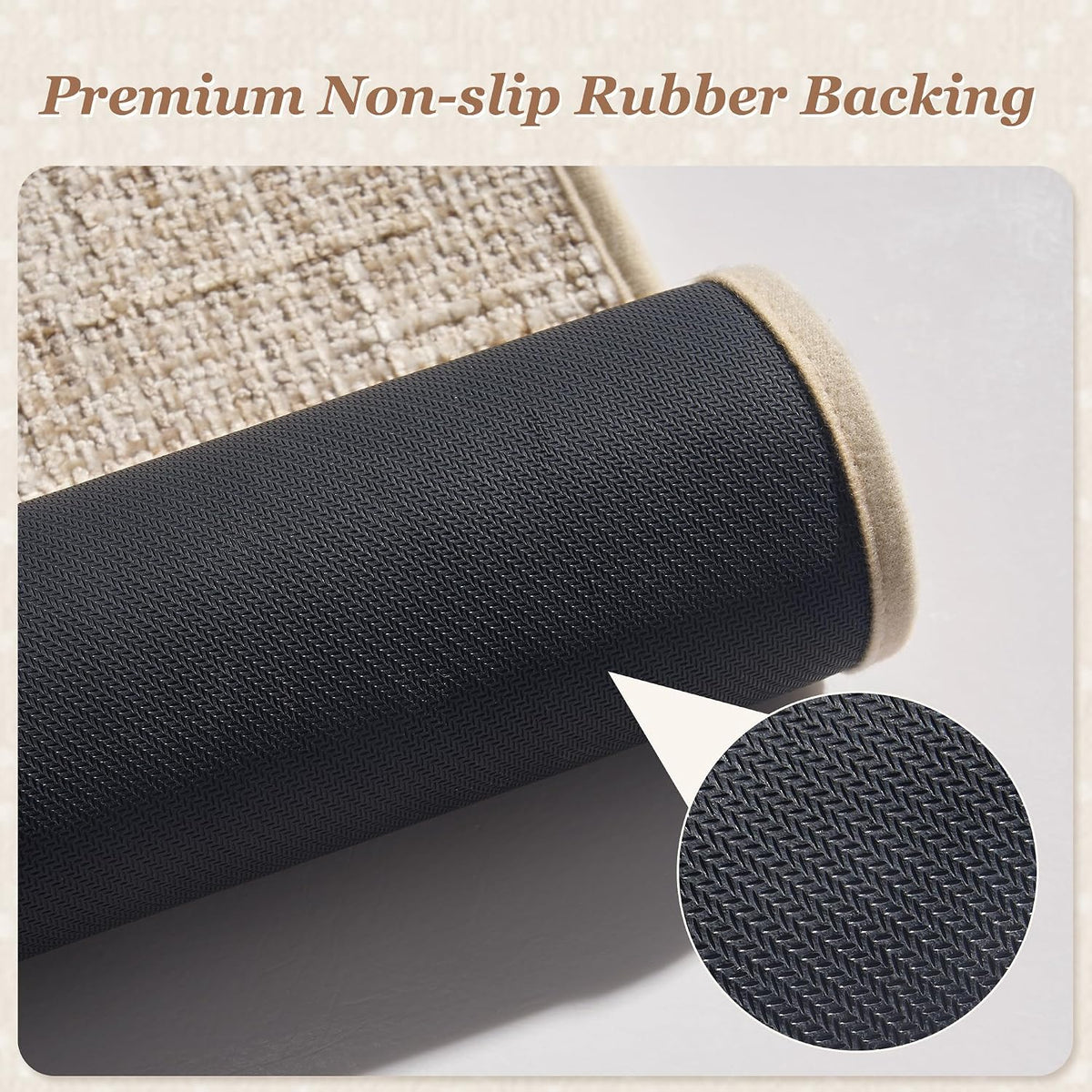 Chenille Bath Mat Non Slip Absorbent Quick Dry Bathroom Mat 17"x24", Beige