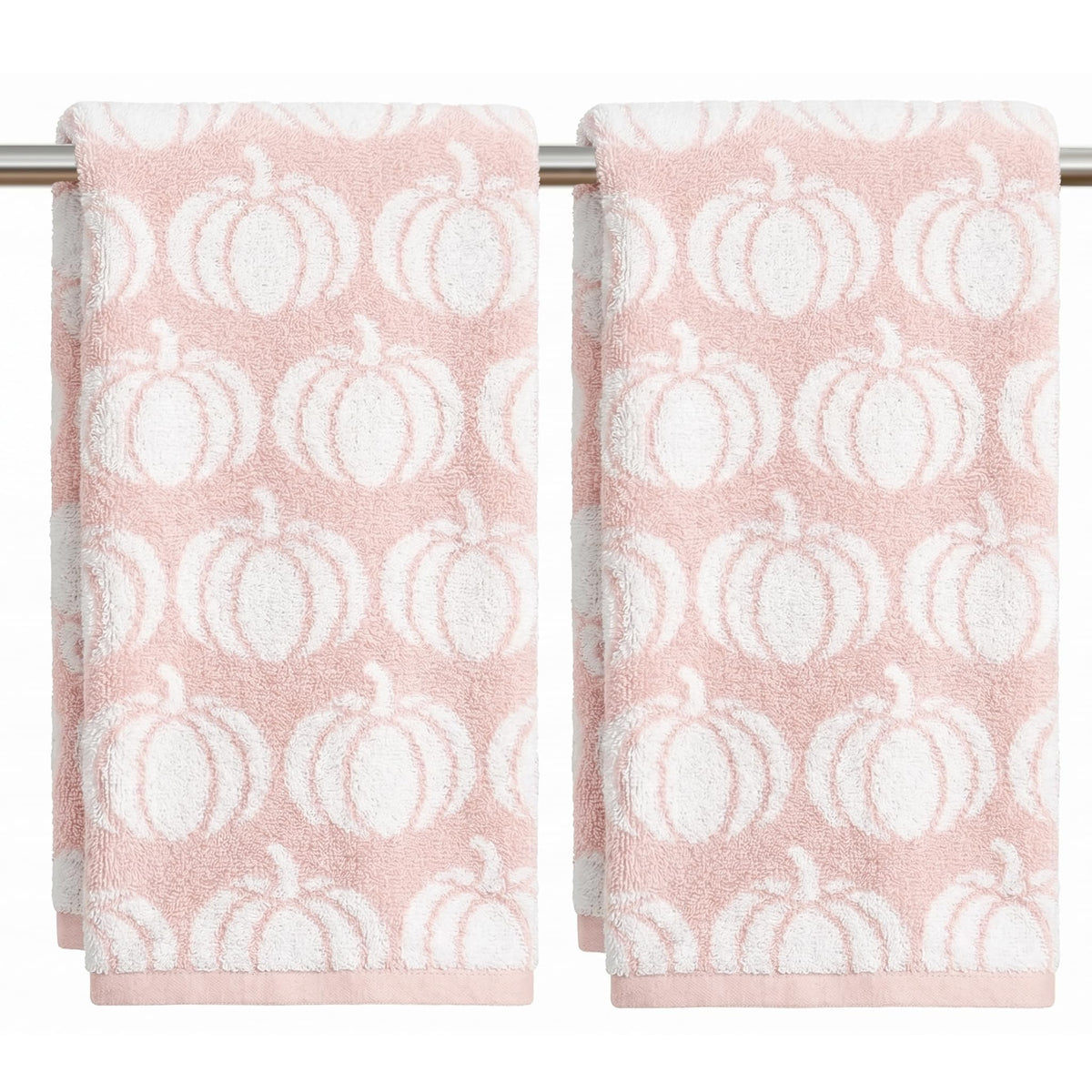 Artoid Mode 2 Pcs Beige Caramel Pumpkin Fall Hand Towels for Bathroom
