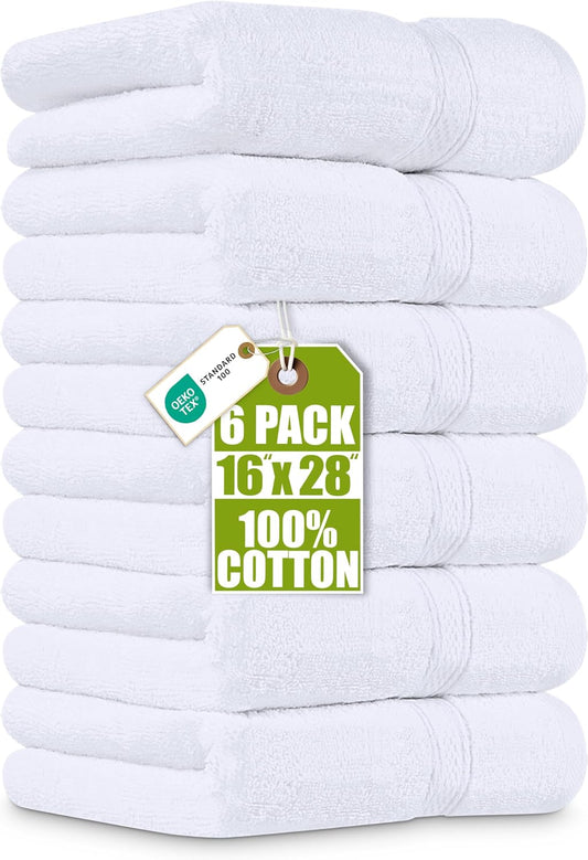 Utopia Towels 6 Pack Premium Hand Towels, 16x28 in, 600 GSM Cotton, White