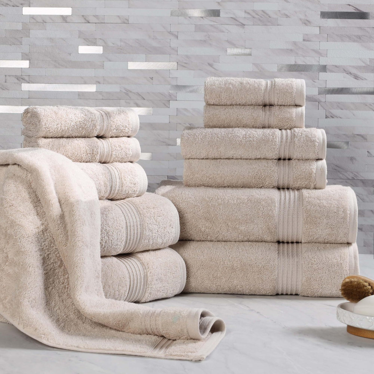 Superior Egyptian Cotton 6-Piece Towel Set, Bathroom Essentials, Towels For Bathroom, Apartment, Airbnb, Guest Bath, Face, Hand, Bath Towels, Washcloths, Absorbent, Fast Drying, Sage