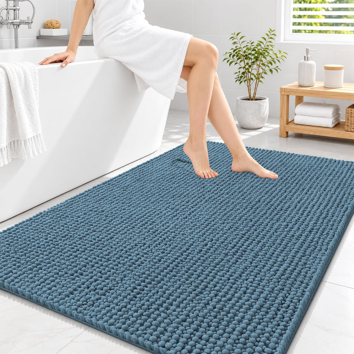 Smiry Thick Bathroom Rugs 30x20, Extra Soft Absorbent Chenille Bath Mat