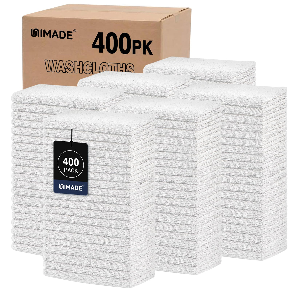 UNIMADE Washcloths Bulk 100 Pack Face Towels (12" x 12"), Highly Soft Wash Cloths and Hand Towels, Fast Drying Multi-Purpose Microfiber Cleansing Cloths for Bathroom, Hotel, Spa, and Salon-Multicolor