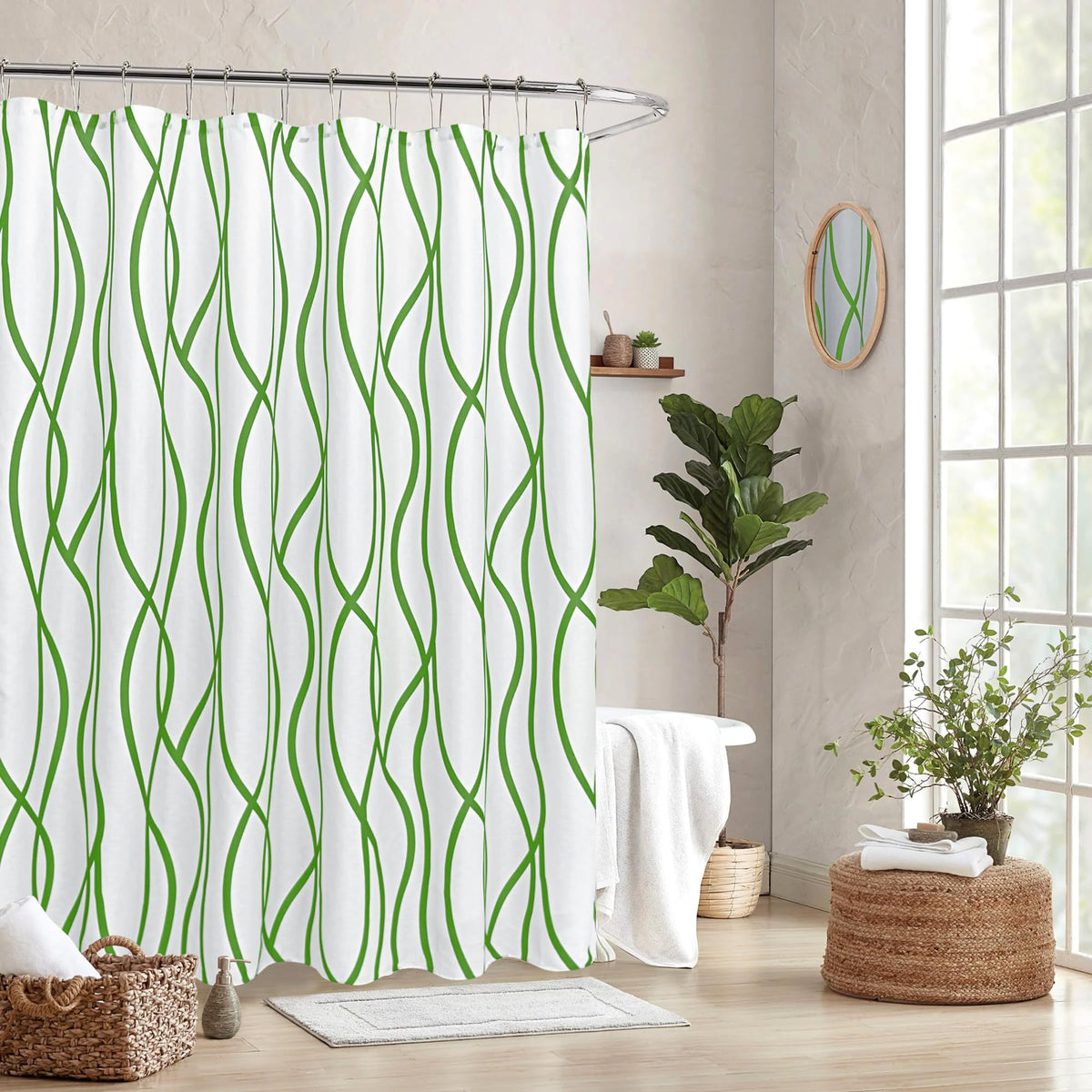 Fabric Modern Shower Curtain-Black and White Shower Curtains for Bathroom