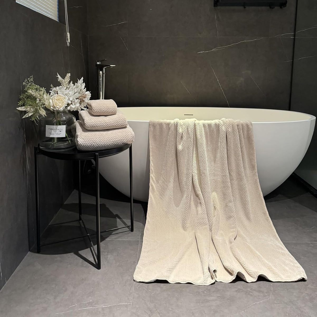Extra Large Bath Towels Set for Bathroom 30x60 Inches Super Soft Light Weight Quick Dry Microfiber Shower Towels (Beige, 6 Piece)