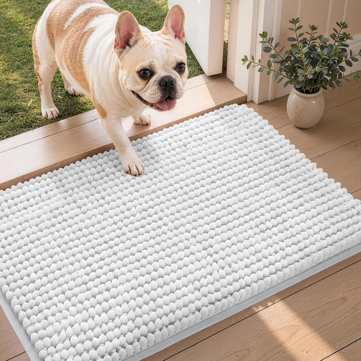 Ophanie Grey Bathroom Rugs 30x20, Soft Chenille Bath Mat, Non Slip Absorbent Quick Dry Light Gray Mats, Machine Washable Thick Small Area Rug Sets,Grip Bathmat for Shower,Toilet,Sink and Indoor Floor