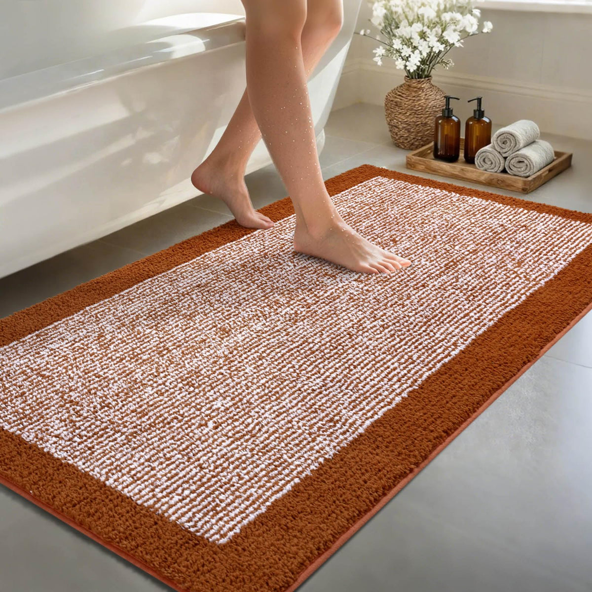 48x24 Long Bathroom Rugs Non Slip Washable, Soft Absorbent Bath Mat Blue