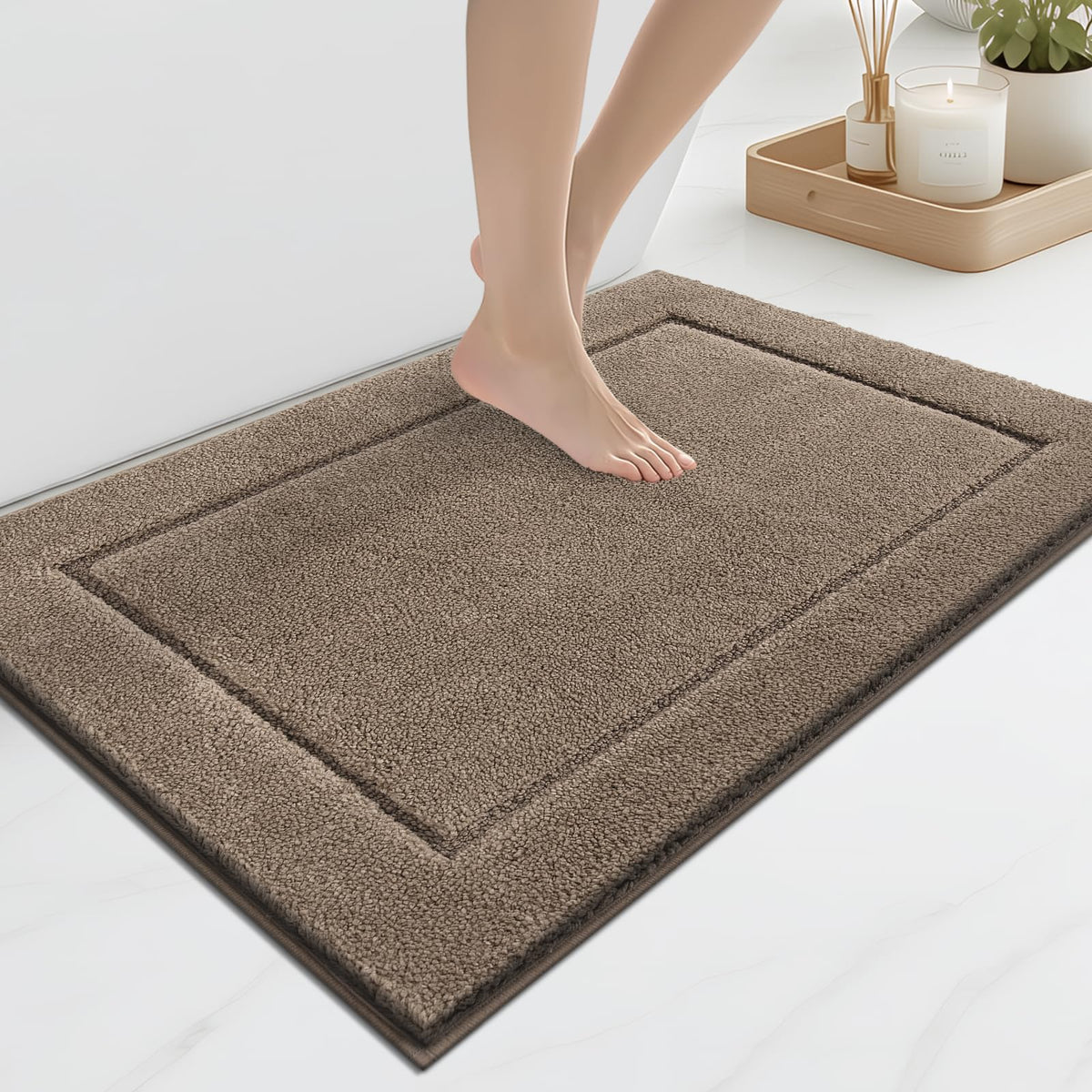 anllugs Bathroom Rugs, Non-Slip Bath Rugs, 24" x 60", Grey