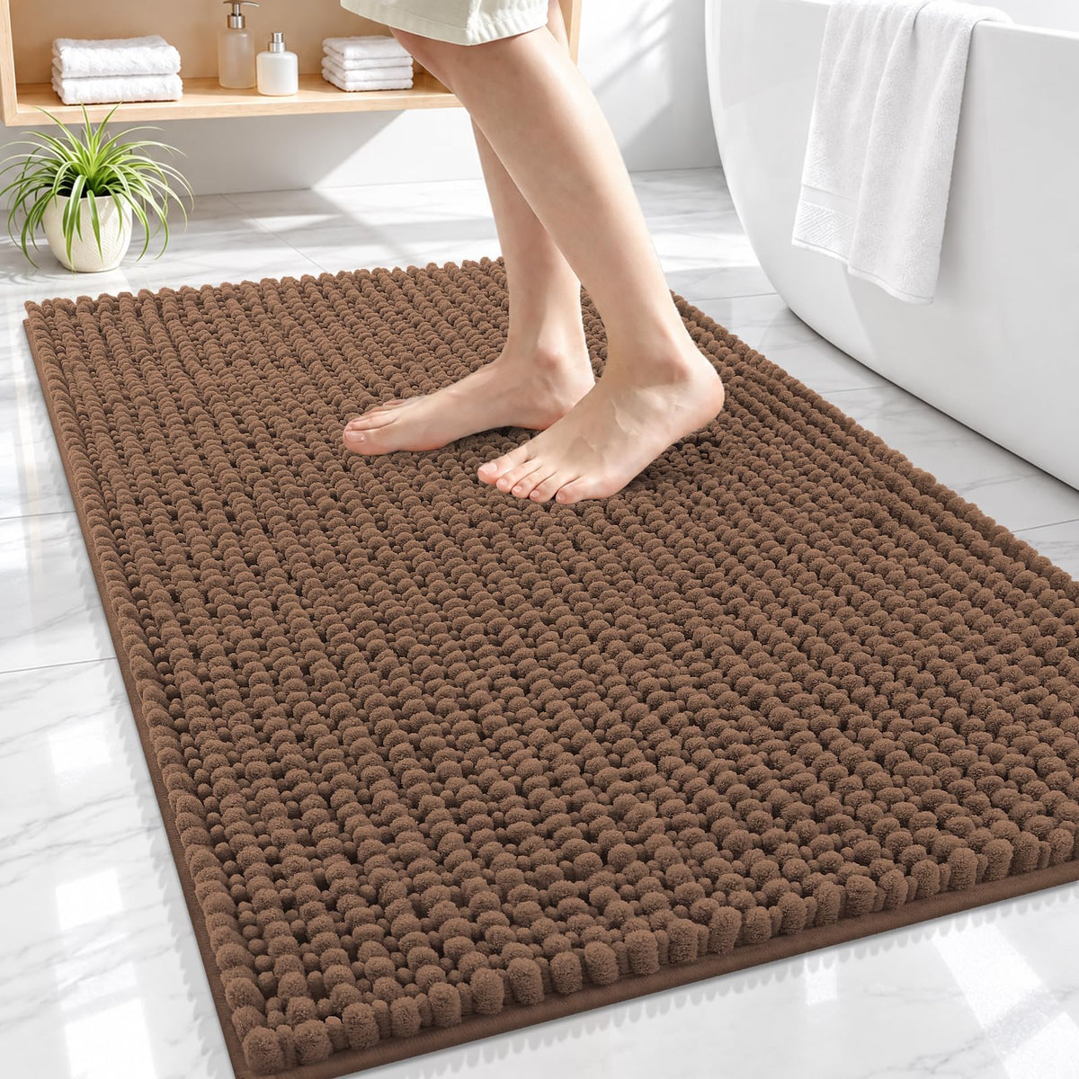 Smiry Thick Bathroom Rugs 30x20, Extra Soft Absorbent Chenille Bath Mat