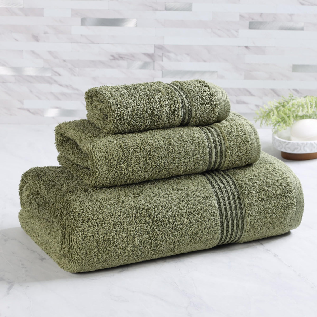 Superior Egyptian Cotton 6-Piece Towel Set, Bathroom Essentials, Towels For Bathroom, Apartment, Airbnb, Guest Bath, Face, Hand, Bath Towels, Washcloths, Absorbent, Fast Drying, Sage
