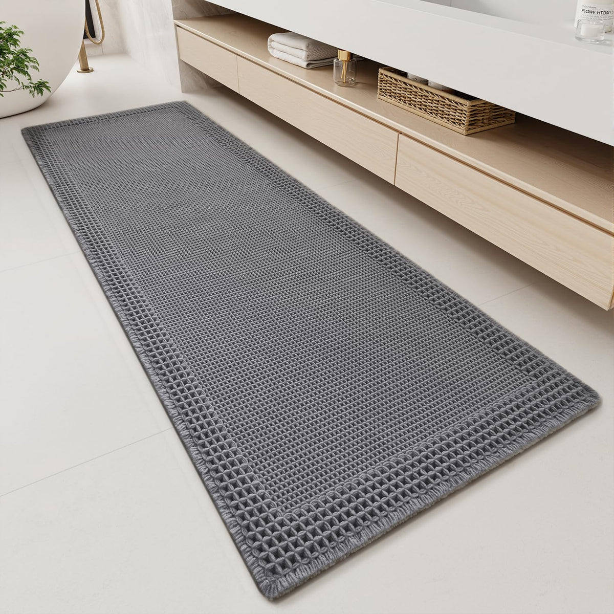RESARE Waffle Bath Mat for Bathroom, Non Slip Bathroom Rugs 17"x24" Green