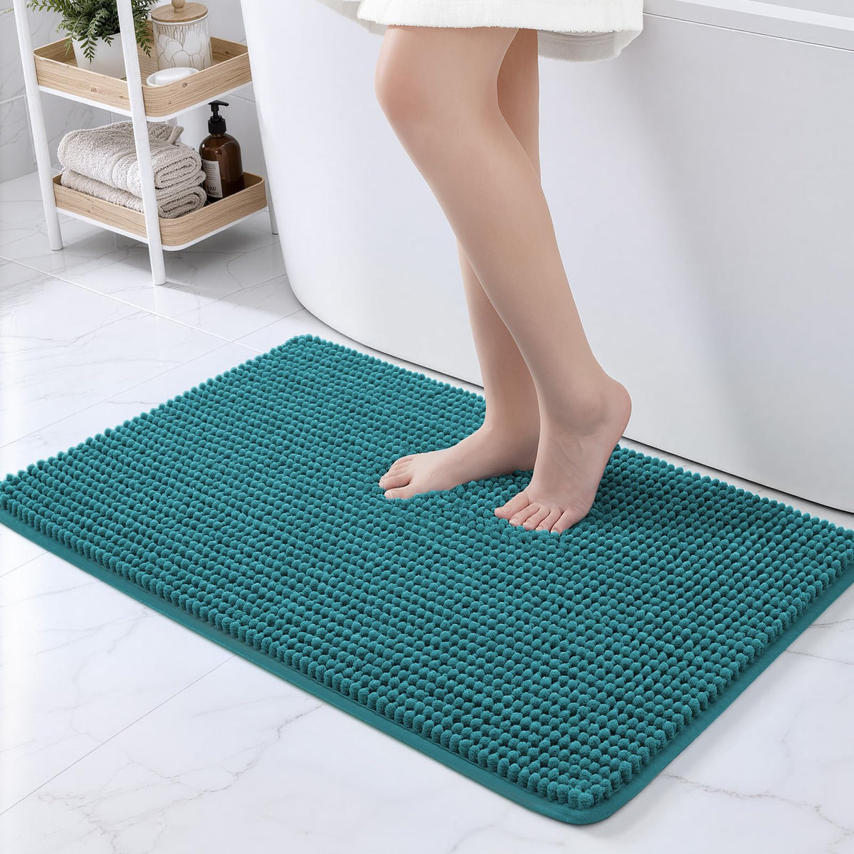 Ophanie Grey Bathroom Rugs 30x20, Soft Chenille Bath Mat, Non Slip Absorbent Quick Dry Light Gray Mats, Machine Washable Thick Small Area Rug Sets,Grip Bathmat for Shower,Toilet,Sink and Indoor Floor