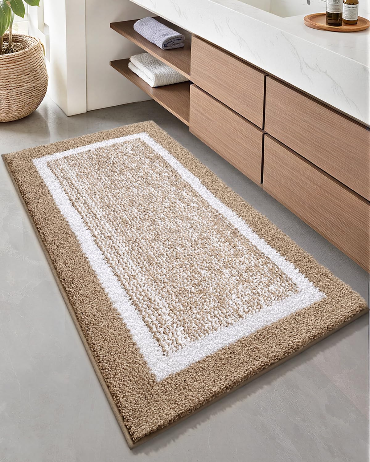 Color&Geometry 16"x24" Small Bath Mats for Bathroom Simple and Stylish,Gray