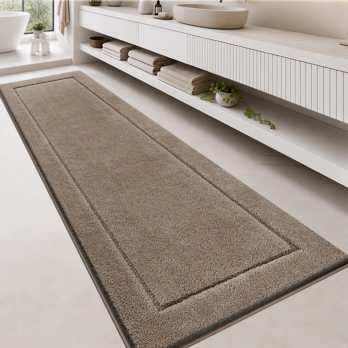 anllugs Bathroom Rugs, Non-Slip Bath Rugs, 24" x 60", Grey