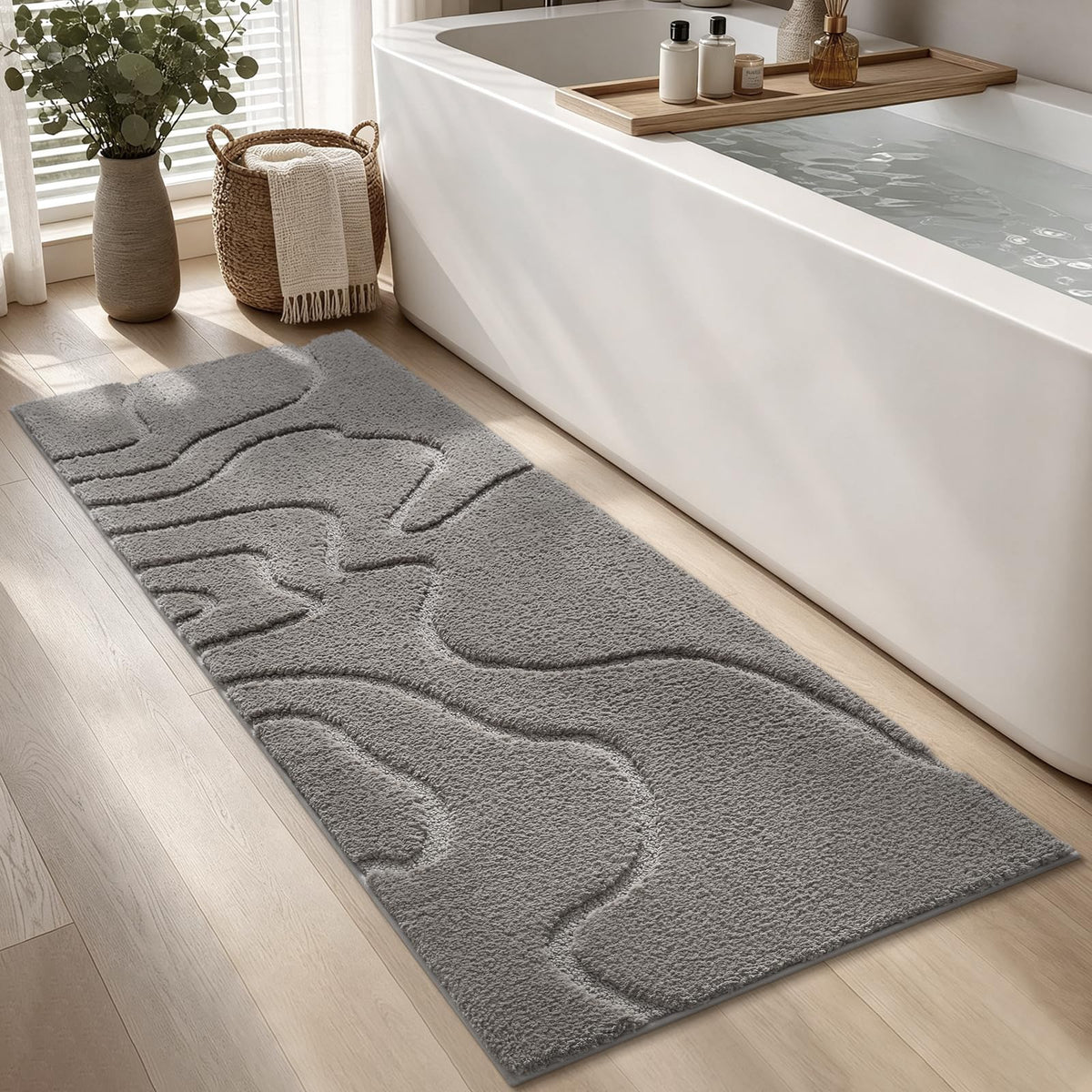 YIHOUSE Soft Bathroom Rugs 24" x 36", Non-Slip Absorbent Bath Mat, Beige