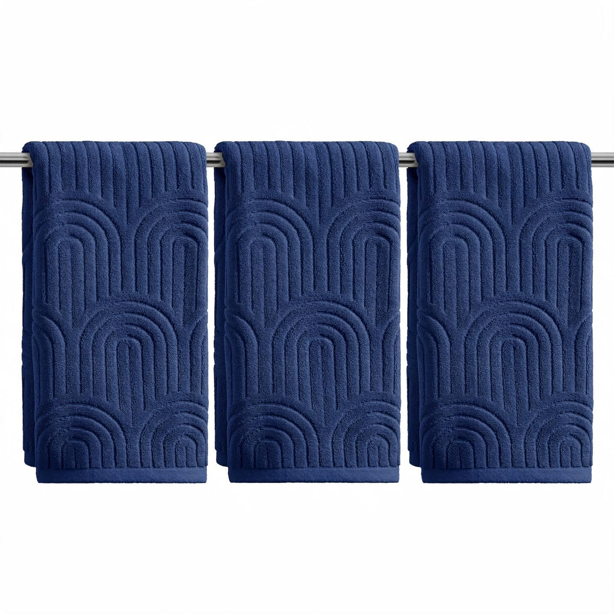 Artoid Mode 2 Pcs Caramel 3D Arched Stripes Jacquard Hand Towels for Bathroom, 100% Cotton Soft Absorbent Bathroom Decor Towels, 13.7 x 29.5 Inch