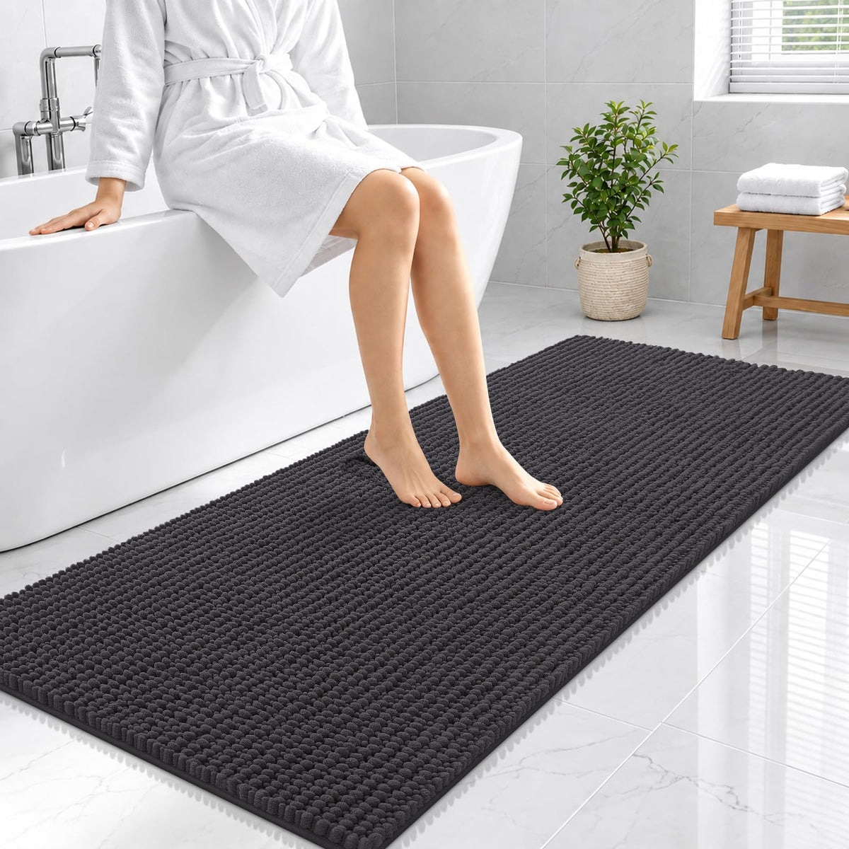 Smiry Thick Bathroom Rugs 30x20, Extra Soft Absorbent Chenille Bath Mat