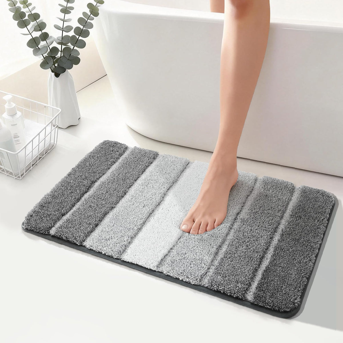 COSY HOMEER Bathroom Rugs 24x17,Ultra Soft Absorbent Bath Mat,Grey