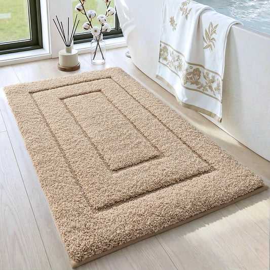 DEXI Bathroom Rugs 24x16, Non-Slip Bath Mat Soft Absorbent, Beige