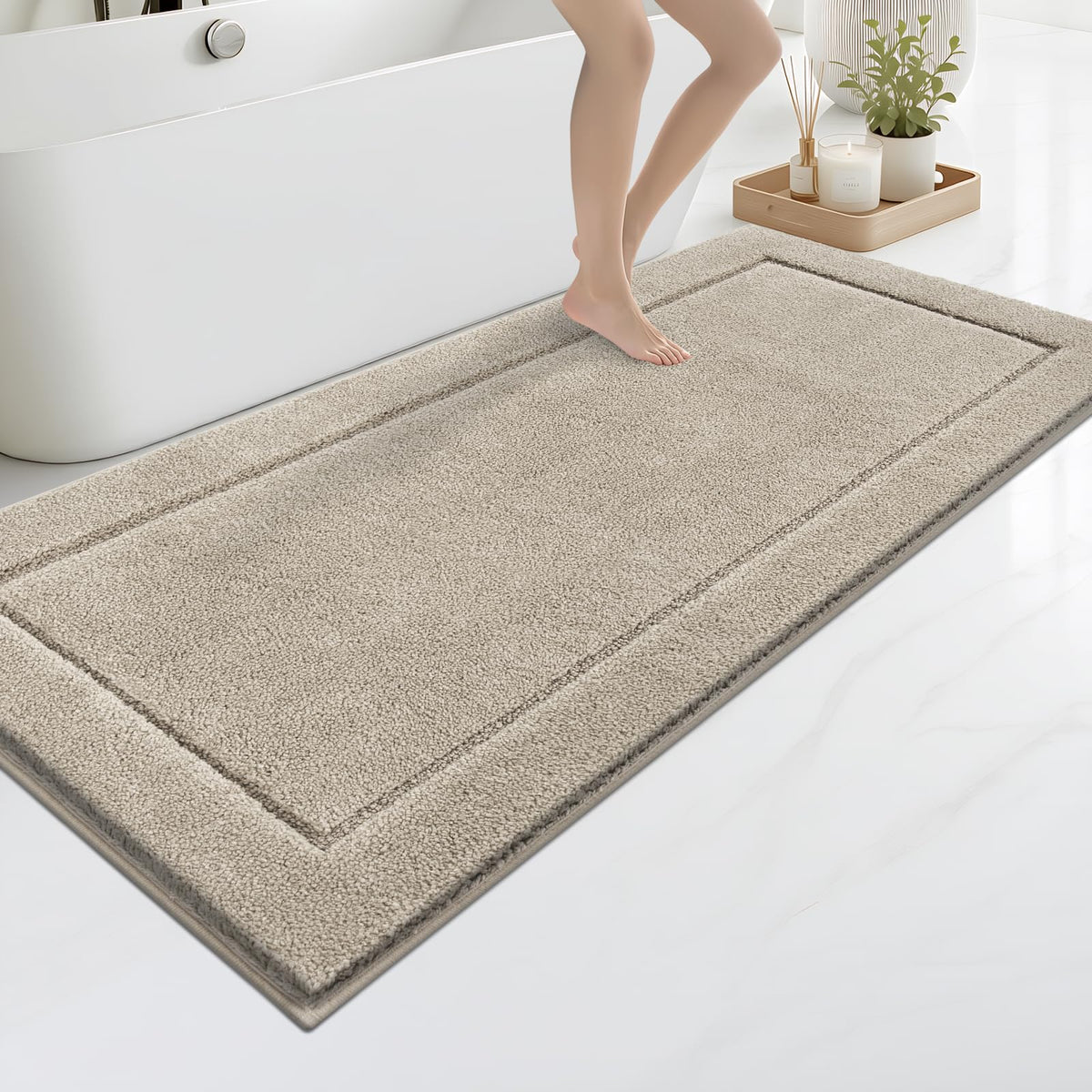 anllugs Bathroom Rugs, Non-Slip Bath Rugs, 24" x 60", Grey
