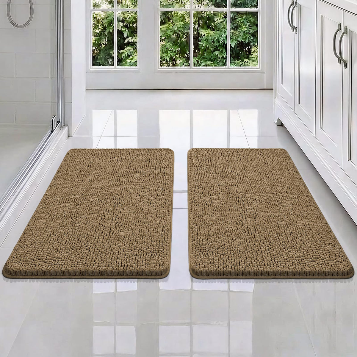 Bcoimo Small Bath Rug Mat,24x17 Extra Soft Chenille Lavender Bathroom Mats