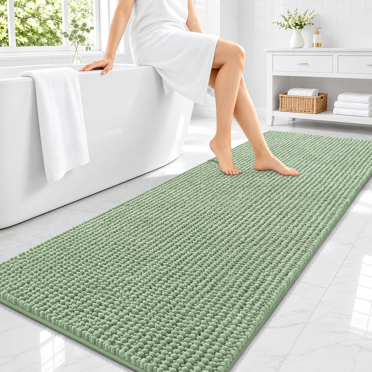 Smiry Thick Bathroom Rugs 30x20, Extra Soft Absorbent Chenille Bath Mat
