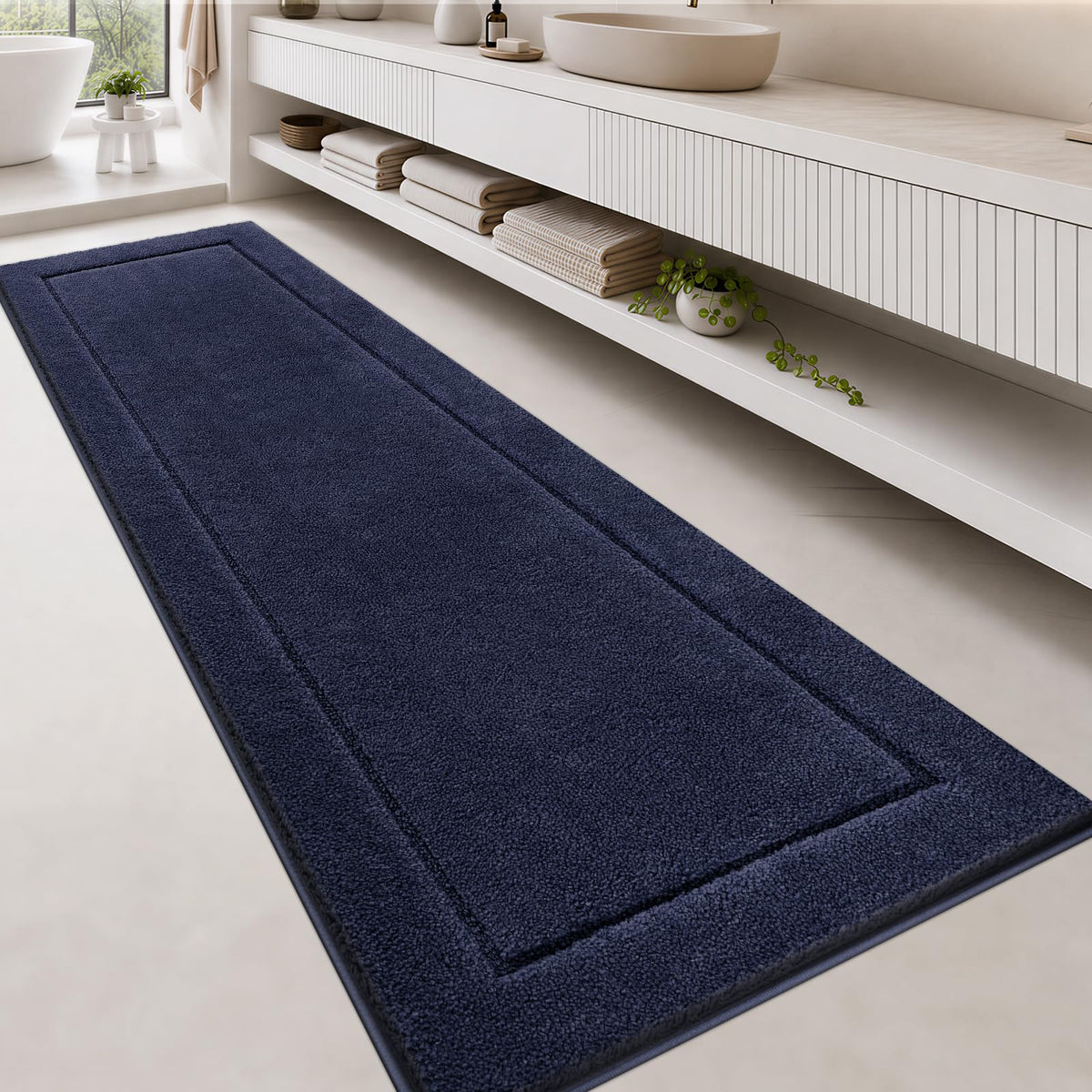 anllugs Bathroom Rugs, Non-Slip Bath Rugs, 24" x 60", Grey