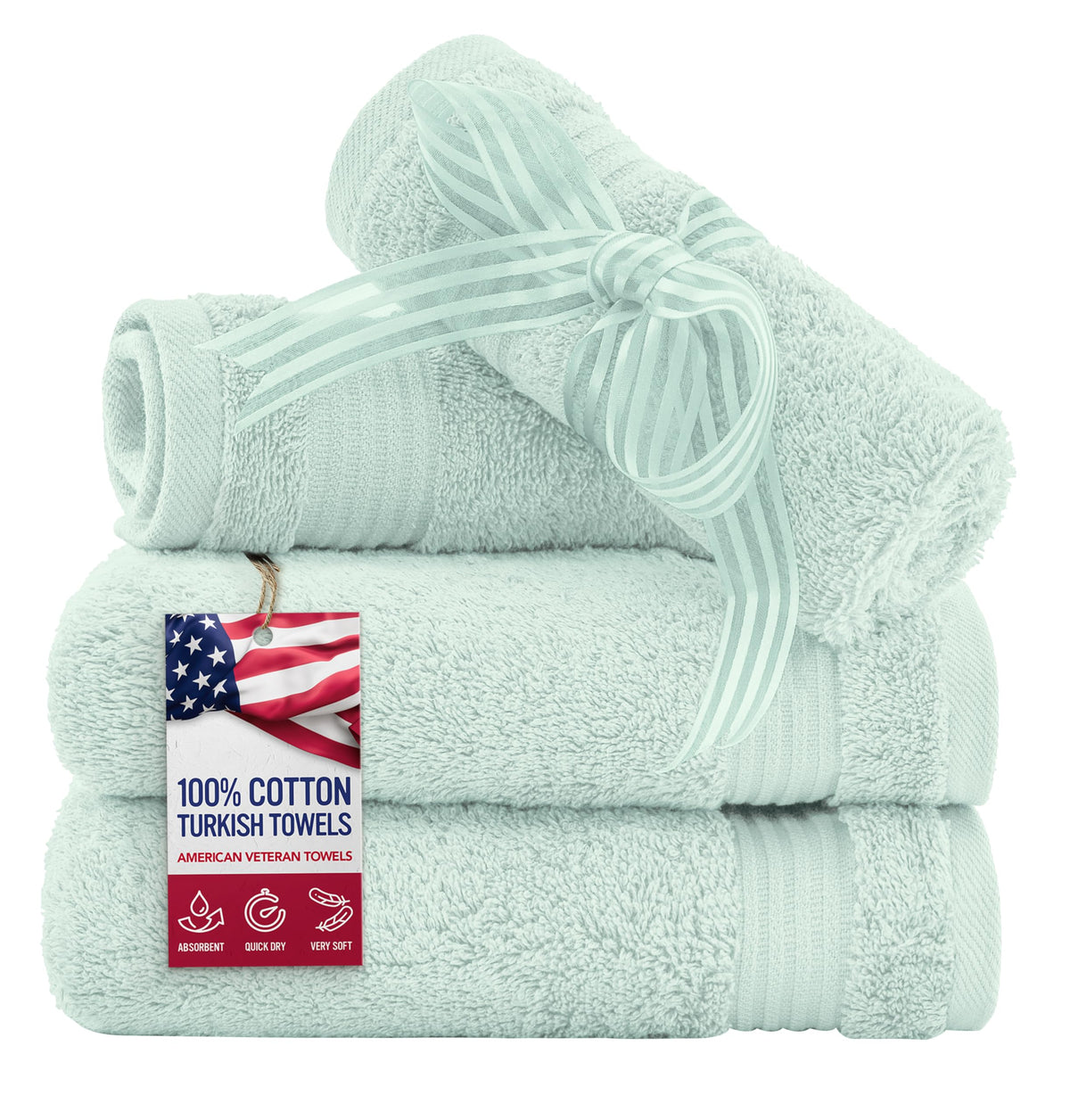 American Veteran Towel, Hand Towels for Bathroom Set of 4, 100% Cotton Turkish Hand Towel Sets, Soft Hand Face Towels, Navy Blue Hand Towels
