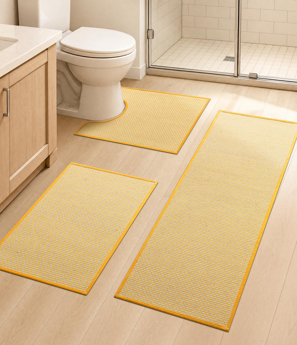 YIHOUSE Purple Bathroom Rugs Sets 2 Pieces,Thin Bath Mat Quick Dry