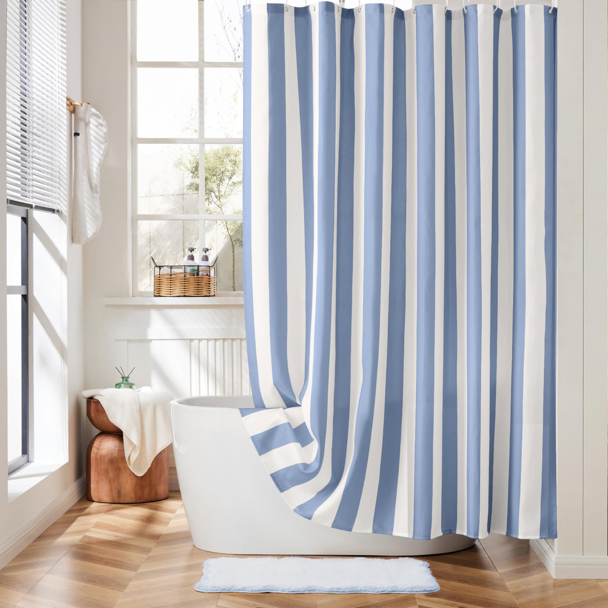 Ohocut Vertical Striped Shower Curtain, Cute Retro Vintage Stripe Farmhouse Bathroom Shower Curtain, Waterproof Polyester Fabric Modern Shower Curtain for Bathroom 72x72 Inches (Double Pink)
