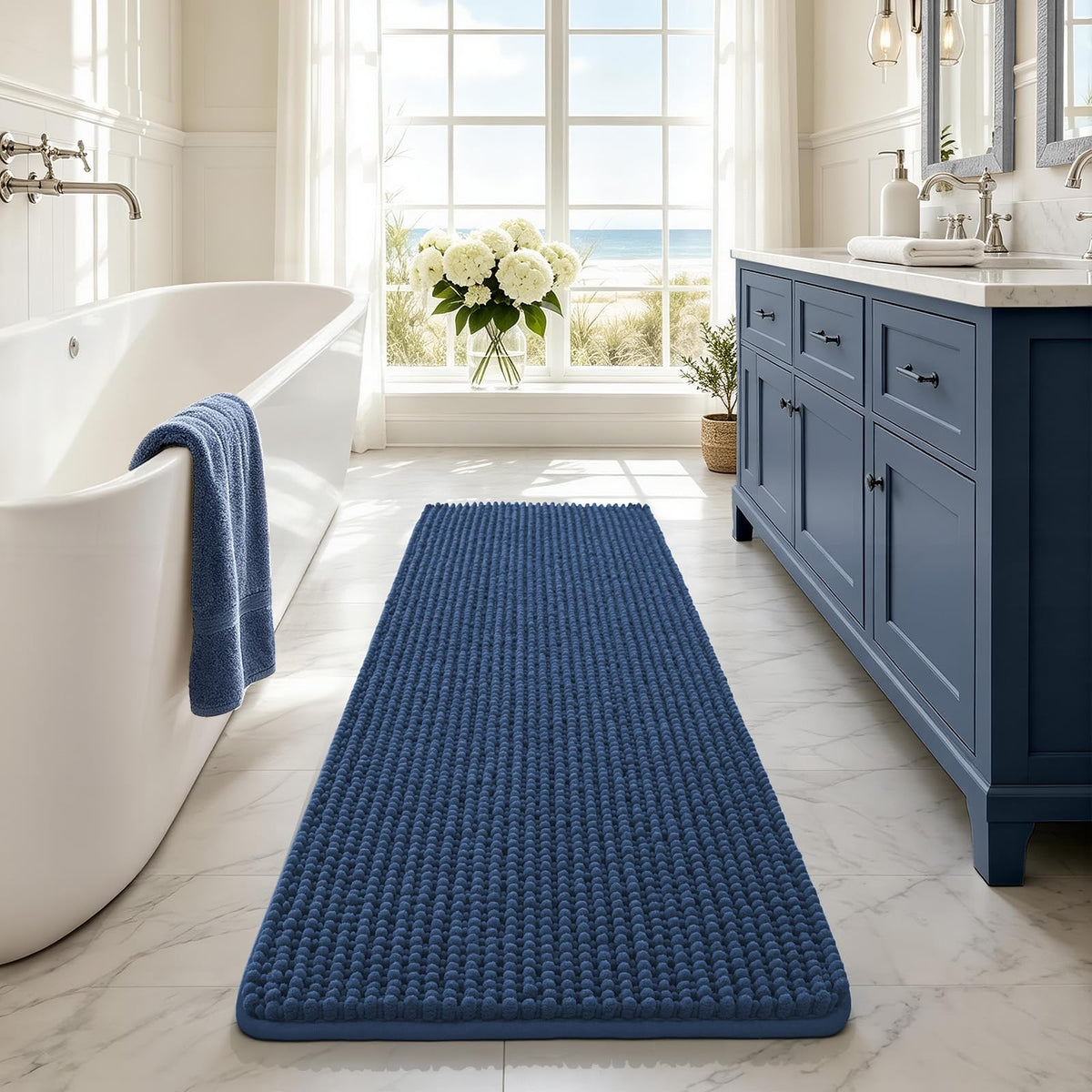 Ophanie Grey Bathroom Rugs 30x20, Soft Chenille Bath Mat, Non Slip Absorbent Quick Dry Light Gray Mats, Machine Washable Thick Small Area Rug Sets,Grip Bathmat for Shower,Toilet,Sink and Indoor Floor